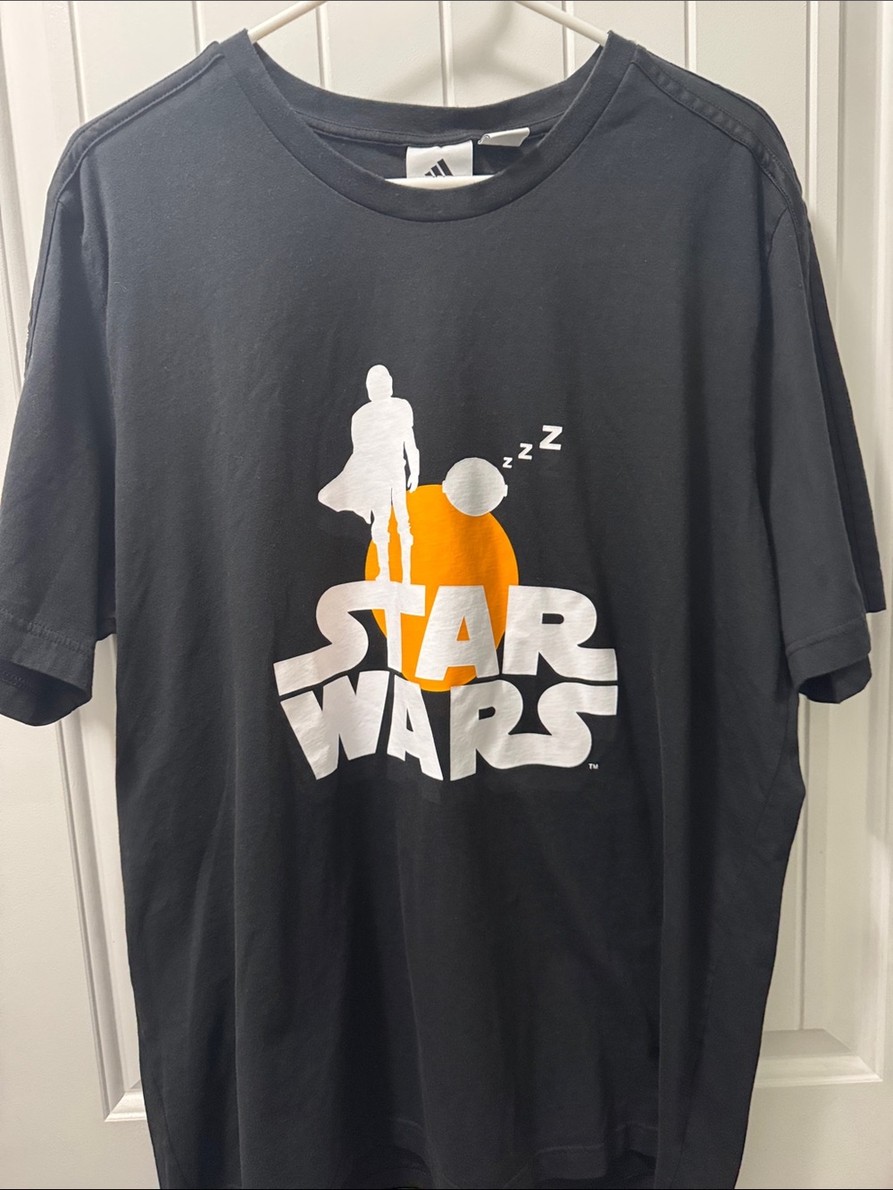 adidas Black Star Wars Graphic Tee with Orange Accent